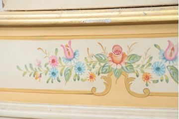 イタリアビンテージ　ハンドペイント　ロココ調　キドニーデザイン　空間に柔らかな印象を与えるドレッサーとスツールのセット(化粧台、鏡台、ミラー、イス、椅子、ヴィンテージ)(R-082106)