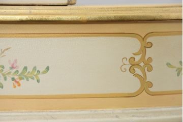 イタリアビンテージ　ハンドペイント　ロココ調　キドニーデザイン　空間に柔らかな印象を与えるドレッサーとスツールのセット(化粧台、鏡台、ミラー、イス、椅子、ヴィンテージ)(R-082106)