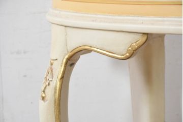 イタリアビンテージ　ハンドペイント　ロココ調　キドニーデザイン　空間に柔らかな印象を与えるドレッサーとスツールのセット(化粧台、鏡台、ミラー、イス、椅子、ヴィンテージ)(R-082106)