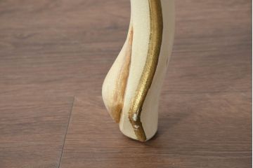 イタリアビンテージ　ハンドペイント　ロココ調　キドニーデザイン　空間に柔らかな印象を与えるドレッサーとスツールのセット(化粧台、鏡台、ミラー、イス、椅子、ヴィンテージ)(R-082106)