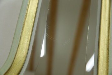 イタリアビンテージ　ハンドペイント　ロココ調　キドニーデザイン　空間に柔らかな印象を与えるドレッサーとスツールのセット(化粧台、鏡台、ミラー、イス、椅子、ヴィンテージ)(R-082106)