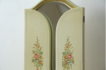 イタリアビンテージ　ハンドペイント　ロココ調　キドニーデザイン　空間に柔らかな印象を与えるドレッサーとスツールのセット(化粧台、鏡台、ミラー、イス、椅子、ヴィンテージ)(R-082106)