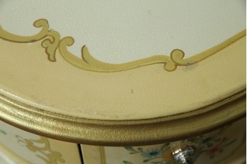 イタリアビンテージ　ハンドペイント　ロココ調　キドニーデザイン　空間に柔らかな印象を与えるドレッサーとスツールのセット(化粧台、鏡台、ミラー、イス、椅子、ヴィンテージ)(R-082106)