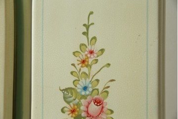 イタリアビンテージ　ハンドペイント　ロココ調　キドニーデザイン　空間に柔らかな印象を与えるドレッサーとスツールのセット(化粧台、鏡台、ミラー、イス、椅子、ヴィンテージ)(R-082106)