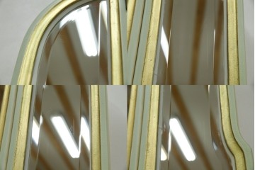 イタリアビンテージ　ハンドペイント　ロココ調　キドニーデザイン　空間に柔らかな印象を与えるドレッサーとスツールのセット(化粧台、鏡台、ミラー、イス、椅子、ヴィンテージ)(R-082106)