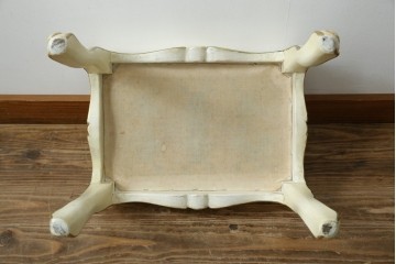 イタリアビンテージ　ハンドペイント　ロココ調　キドニーデザイン　空間に柔らかな印象を与えるドレッサーとスツールのセット(化粧台、鏡台、ミラー、イス、椅子、ヴィンテージ)(R-082106)