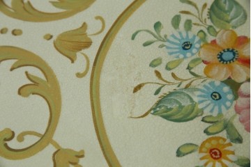 イタリアビンテージ　ハンドペイント　ロココ調　キドニーデザイン　空間に柔らかな印象を与えるドレッサーとスツールのセット(化粧台、鏡台、ミラー、イス、椅子、ヴィンテージ)(R-082106)