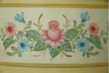 イタリアビンテージ　ハンドペイント　ロココ調　キドニーデザイン　空間に柔らかな印象を与えるドレッサーとスツールのセット(化粧台、鏡台、ミラー、イス、椅子、ヴィンテージ)(R-082106)