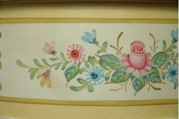 イタリアビンテージ　ハンドペイント　ロココ調　キドニーデザイン　空間に柔らかな印象を与えるドレッサーとスツールのセット(化粧台、鏡台、ミラー、イス、椅子、ヴィンテージ)(R-082106)