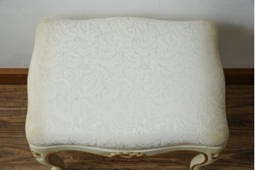 イタリアビンテージ　ハンドペイント　ロココ調　キドニーデザイン　空間に柔らかな印象を与えるドレッサーとスツールのセット(化粧台、鏡台、ミラー、イス、椅子、ヴィンテージ)(R-082106)