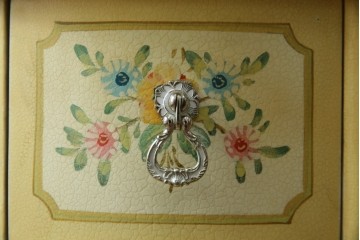 イタリアビンテージ　ハンドペイント　ロココ調　キドニーデザイン　空間に柔らかな印象を与えるドレッサーとスツールのセット(化粧台、鏡台、ミラー、イス、椅子、ヴィンテージ)(R-082106)