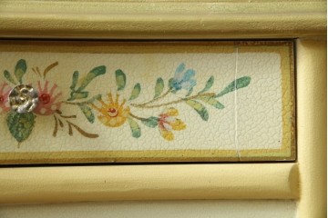 イタリアビンテージ　ハンドペイント　ロココ調　キドニーデザイン　空間に柔らかな印象を与えるドレッサーとスツールのセット(化粧台、鏡台、ミラー、イス、椅子、ヴィンテージ)(R-082106)