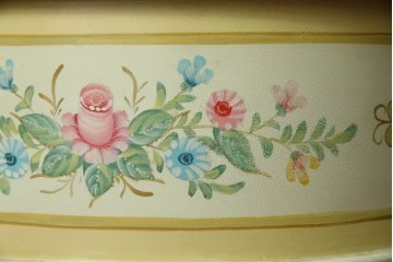 イタリアビンテージ　ハンドペイント　ロココ調　キドニーデザイン　空間に柔らかな印象を与えるドレッサーとスツールのセット(化粧台、鏡台、ミラー、イス、椅子、ヴィンテージ)(R-082106)