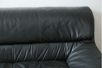中古　美品　国産職人手作り　アサヒ木工　本革(一部合皮)　安らぎの空間を演出する3人掛けソファ(トリプルソファ、3Pソファ、三人掛け、レザー)(定価約25万円)(R-082110)