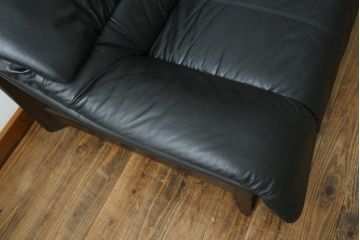 中古　美品　国産職人手作り　アサヒ木工　本革(一部合皮)　安らぎの空間を演出する3人掛けソファ(トリプルソファ、3Pソファ、三人掛け、レザー)(定価約25万円)(R-082110)