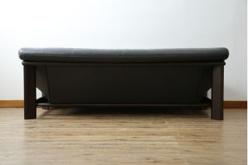 中古　美品　国産職人手作り　アサヒ木工　本革(一部合皮)　安らぎの空間を演出する3人掛けソファ(トリプルソファ、3Pソファ、三人掛け、レザー)(定価約25万円)(R-082110)