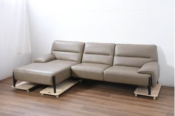 中古　超美品　使用感ほぼなし　IDC大塚家具取り扱い　FaBBRica(ファブリカ)　ゆったりとくつろげるL字型3Pカウチソファ(三人掛け、3Pソファ、トリプルソファ、コーナーソファ)(定価約55万円)(R-082115)