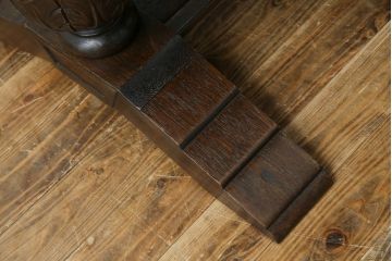 イギリスアンティーク　オーク材　存在感のあるバルボスレッグが魅力的な引き出し付きレザートップ大型デスク(ダイニングテーブル、食卓、4人掛け、6人掛け、英国)(R-082119)