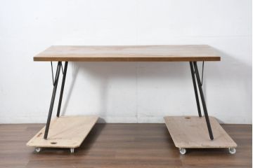 中古　Journal Standard Furniture(ジャーナルスタンダードファニチャー)　インダストリアルデザインがおしゃれなSens(サンク)ダイニングテーブル(4人掛け、食卓、作業台)(定価約91000円)(R-082123)