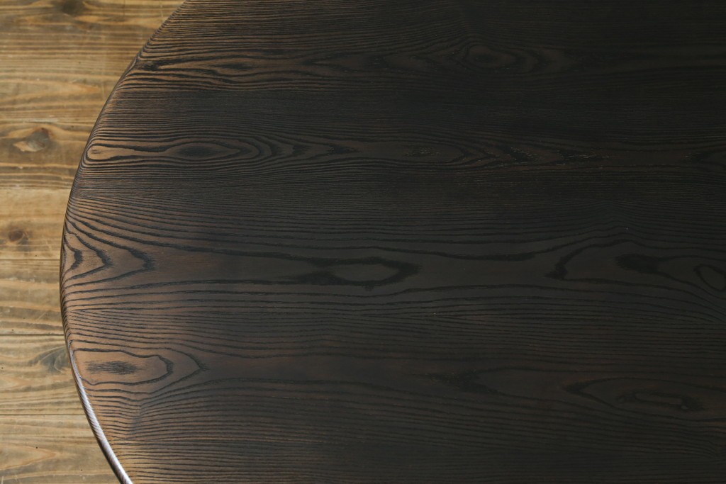 中古　美品　水屋の匠　久遠　栗材　くっきりとした木目を楽しめるアンティーク調丸型ちゃぶ台　(R-082126)