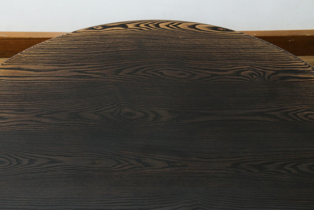 中古　美品　水屋の匠　久遠　栗材　くっきりとした木目を楽しめるアンティーク調丸型ちゃぶ台　(R-082126)