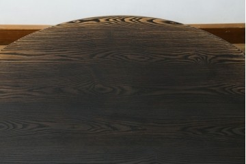 中古　美品　水屋の匠　久遠　栗材　くっきりとした木目を楽しめるアンティーク調丸型ちゃぶ台　(R-082126)