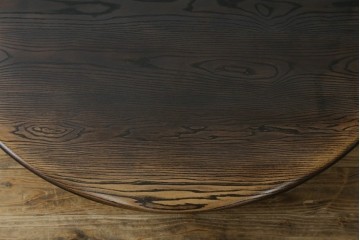 中古　美品　水屋の匠　久遠　栗材　くっきりとした木目を楽しめるアンティーク調丸型ちゃぶ台　(R-082126)