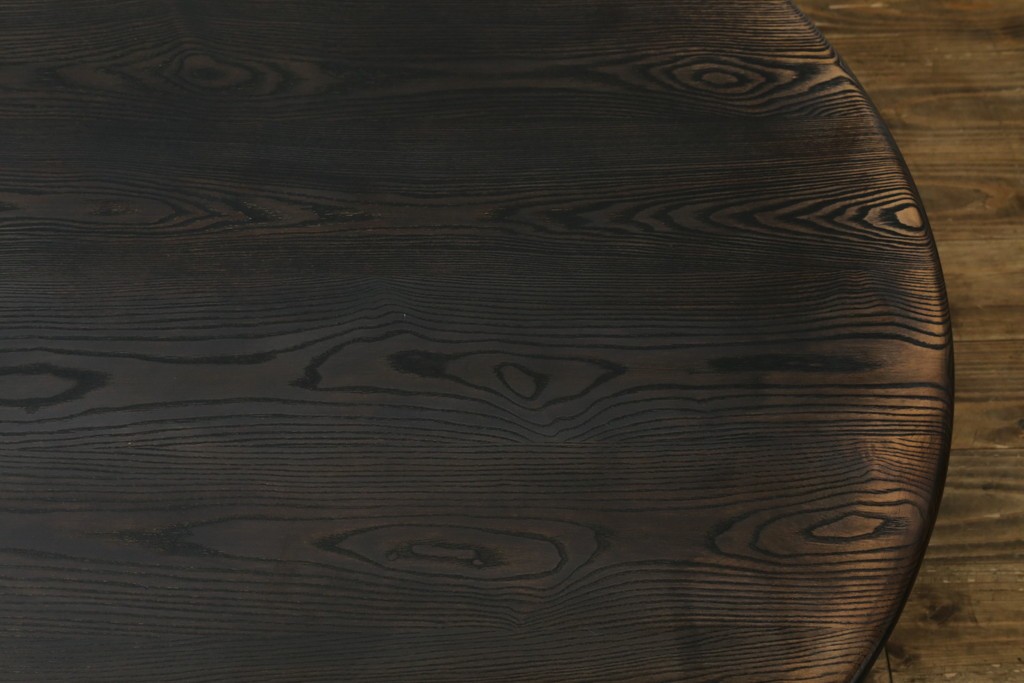 中古　美品　水屋の匠　久遠　栗材　くっきりとした木目を楽しめるアンティーク調丸型ちゃぶ台　(R-082126)