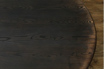 中古　美品　水屋の匠　久遠　栗材　くっきりとした木目を楽しめるアンティーク調丸型ちゃぶ台　(R-082126)