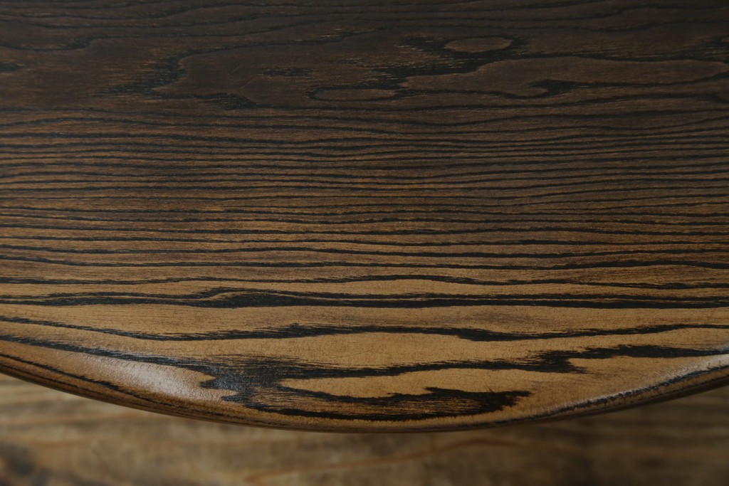 中古　美品　水屋の匠　久遠　栗材　くっきりとした木目を楽しめるアンティーク調丸型ちゃぶ台　(R-082126)