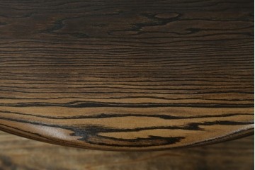 中古　美品　水屋の匠　久遠　栗材　くっきりとした木目を楽しめるアンティーク調丸型ちゃぶ台　(R-082126)