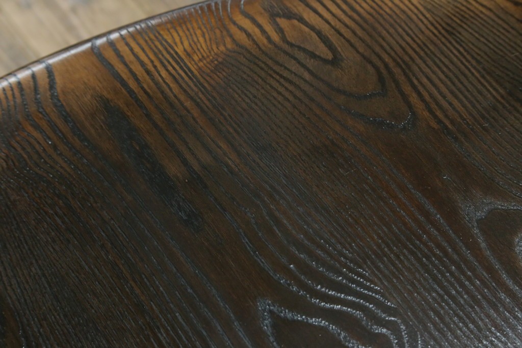 中古　美品　水屋の匠　久遠　栗材　くっきりとした木目を楽しめるアンティーク調丸型ちゃぶ台　(R-082126)