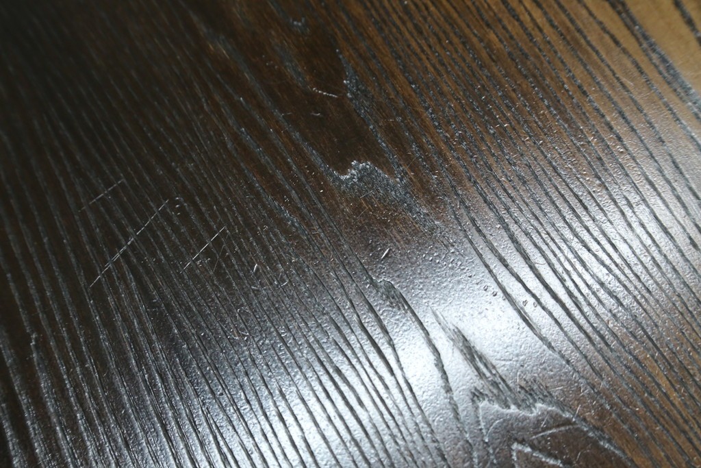 中古　美品　水屋の匠　久遠　栗材　くっきりとした木目を楽しめるアンティーク調丸型ちゃぶ台　(R-082126)