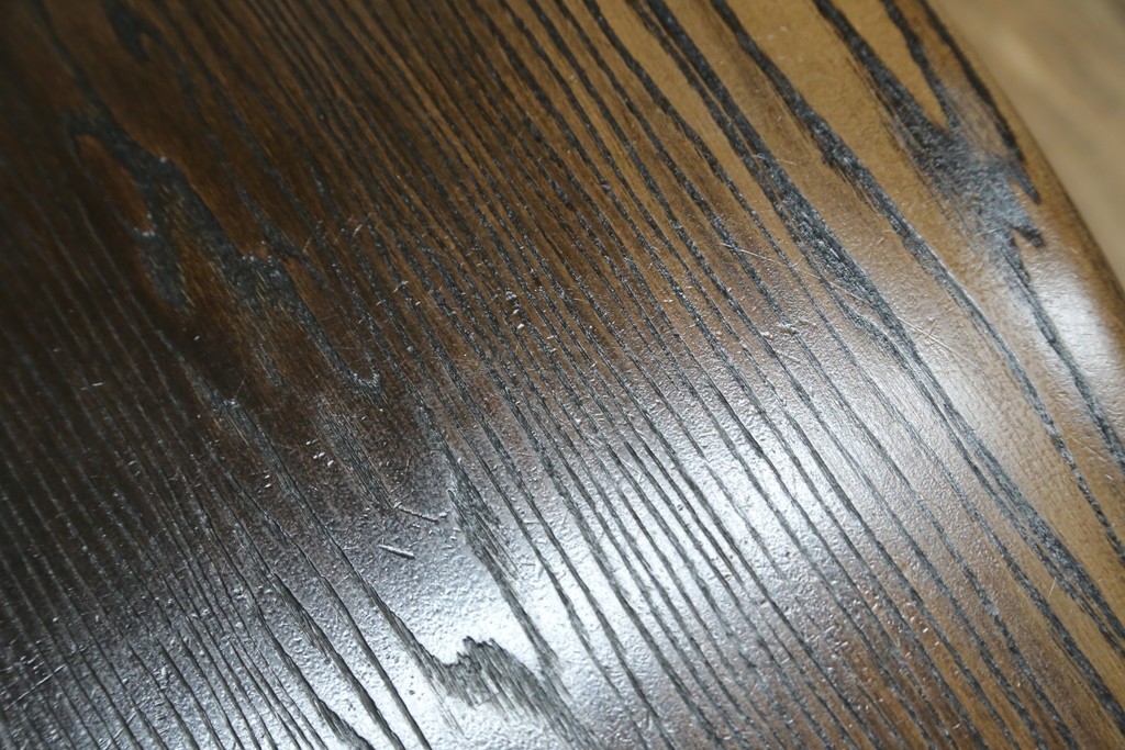 中古　美品　水屋の匠　久遠　栗材　くっきりとした木目を楽しめるアンティーク調丸型ちゃぶ台　(R-082126)