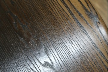 中古　美品　水屋の匠　久遠　栗材　くっきりとした木目を楽しめるアンティーク調丸型ちゃぶ台　(R-082126)