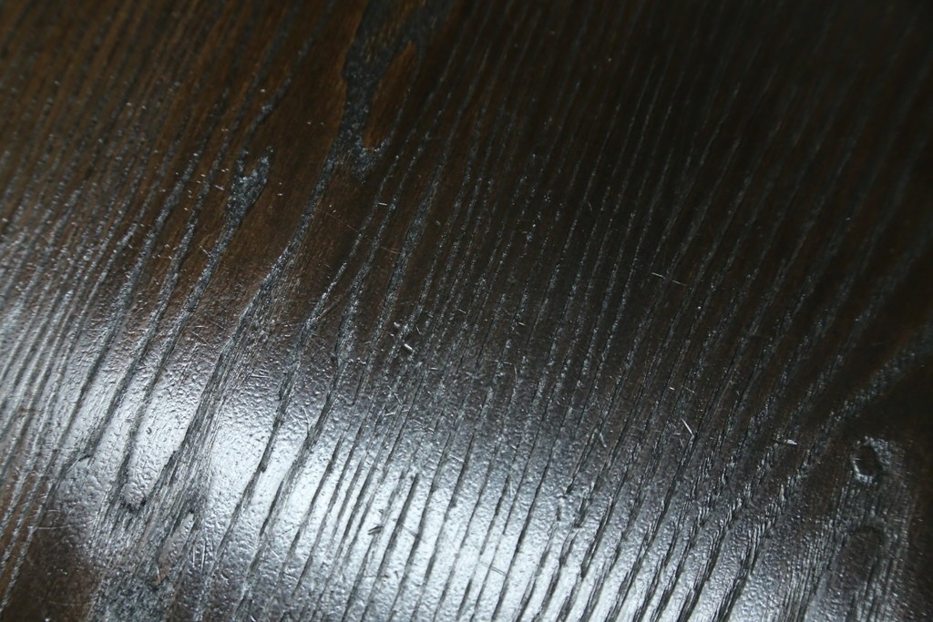 中古　美品　水屋の匠　久遠　栗材　くっきりとした木目を楽しめるアンティーク調丸型ちゃぶ台　(R-082126)