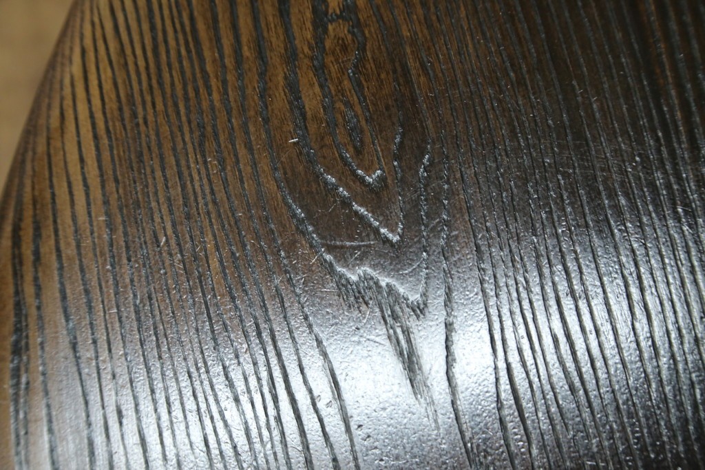 中古　美品　水屋の匠　久遠　栗材　くっきりとした木目を楽しめるアンティーク調丸型ちゃぶ台　(R-082126)