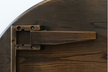 中古　美品　水屋の匠　久遠　栗材　くっきりとした木目を楽しめるアンティーク調丸型ちゃぶ台　(R-082126)