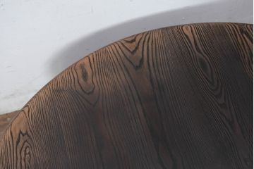 中古　美品　水屋の匠　久遠　栗材　くっきりとした木目を楽しめるアンティーク調丸型ちゃぶ台(折り畳み、折りたたみ、座卓、ローテーブル、ラウンドテーブル、センターテーブル、リビングテーブル)(R-082126)