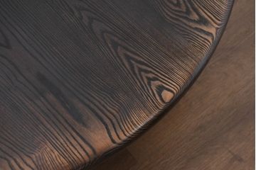 中古　美品　水屋の匠　久遠　栗材　くっきりとした木目を楽しめるアンティーク調丸型ちゃぶ台(折り畳み、折りたたみ、座卓、ローテーブル、ラウンドテーブル、センターテーブル、リビングテーブル)(R-082126)