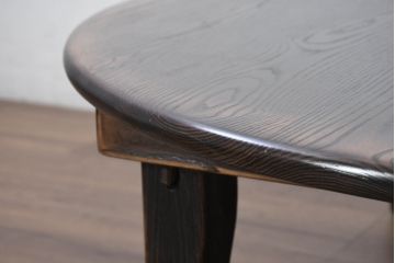 中古　美品　水屋の匠　久遠　栗材　くっきりとした木目を楽しめるアンティーク調丸型ちゃぶ台(折り畳み、折りたたみ、座卓、ローテーブル、ラウンドテーブル、センターテーブル、リビングテーブル)(R-082126)