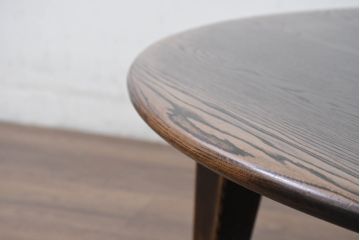 中古　美品　水屋の匠　久遠　栗材　くっきりとした木目を楽しめるアンティーク調丸型ちゃぶ台(折り畳み、折りたたみ、座卓、ローテーブル、ラウンドテーブル、センターテーブル、リビングテーブル)(R-082126)