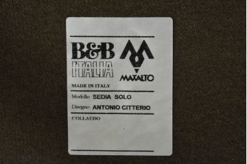 中古　B&B Italia(ビーアンドビー イタリア)　SEDIA SOLO(セディア ソロ)　Antonio Citterio(アントニオチッテリオ)　本革(レザー)　シンプルで無駄のないフォルムのダイニングチェア(椅子、アームレスチェア)(定価約17万円)(R-082128)