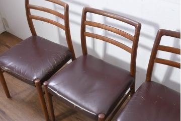 和製ビンテージ　希少　青林製作所　チーク無垢材　北欧スタイルの空間づくりにも活躍するダイニングチェア6脚セット(椅子、イス、ヴィンテージ、バラ売り可能)(R-082130)