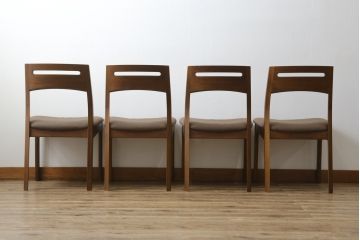 中古　美品　飛騨高山　家具ブランド　シラカワ(shirakawa)　ハルス(Hals)　ウォールナット材　シンプルで洗練されたデザインのダイニングチェア4脚セット(アームレスチェア、椅子、イス、バラ売り可能)(定価4脚で約19万円)(R-082132)