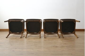 中古　美品　飛騨高山　家具ブランド　シラカワ(shirakawa)　ハルス(Hals)　ウォールナット材　シンプルで洗練されたデザインのダイニングチェア4脚セット(アームレスチェア、椅子、イス、バラ売り可能)(定価4脚で約19万円)(R-082132)