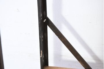 フランスアンティーク　特大!!　アイアンフレーム　オーク無垢材　インダストリアル×ナチュラルな雰囲気がおしゃれなオープンラック(オープンシェルフ、ディスプレイラック、飾り棚、陳列棚、収納棚)(R-082133)