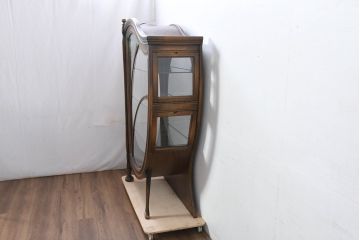 中古　美品!!　希少な廃番品　松永工房　Continue(カンティーニュ)　ハープギャラリー　置くだけで絵になる!!大胆で優雅なハープデザインが目を惹くキュリオケース(ガラスケース、ショーケース、ディスプレイラック、コレクションケース、飾り棚、陳列棚、店舗什器)(定価約76万円)(R-082137)