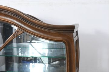 中古　美品!!　希少な廃番品　松永工房　Continue(カンティーニュ)　ハープギャラリー　置くだけで絵になる!!大胆で優雅なハープデザインが目を惹くキュリオケース(ガラスケース、ショーケース、ディスプレイラック、コレクションケース、飾り棚、陳列棚、店舗什器)(定価約76万円)(R-082137)