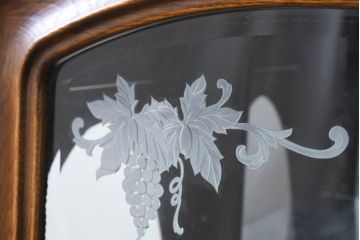中古　美品!!　希少な廃番品　松永工房　Continue(カンティーニュ)　ハープギャラリー　置くだけで絵になる!!大胆で優雅なハープデザインが目を惹くキュリオケース(ガラスケース、ショーケース、ディスプレイラック、コレクションケース、飾り棚、陳列棚、店舗什器)(定価約76万円)(R-082137)
